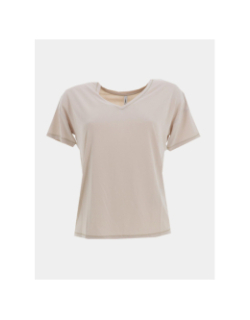 T-shirt col v doré free life beige femme - Only