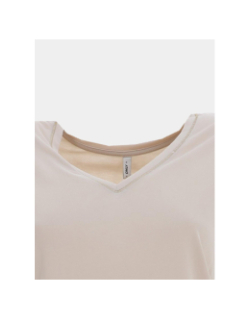 T-shirt col v doré free life beige femme - Only