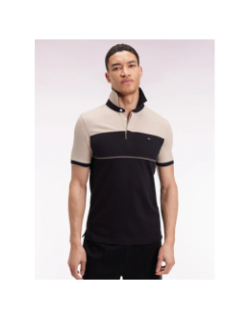 Polo slim bicolore en piqué de coton stretch noir homme - Eden Park