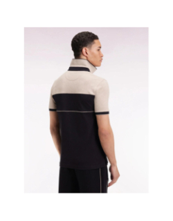 Polo slim bicolore en piqué de coton stretch noir homme - Eden Park