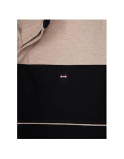 Polo slim bicolore en piqué de coton stretch noir homme - Eden Park