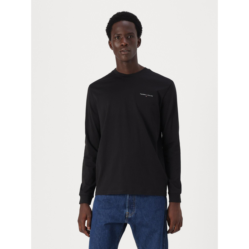 T-shirt à manches longues et logo linéaire noir homme - Tommy Jeans