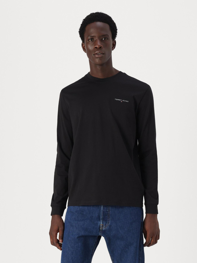 T-shirt à manches longues et logo linéaire noir homme - Tommy Jeans