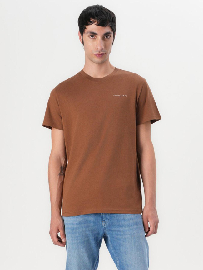 T-shirt ajusté à logo linéaire marron homme - Tommy Jeans