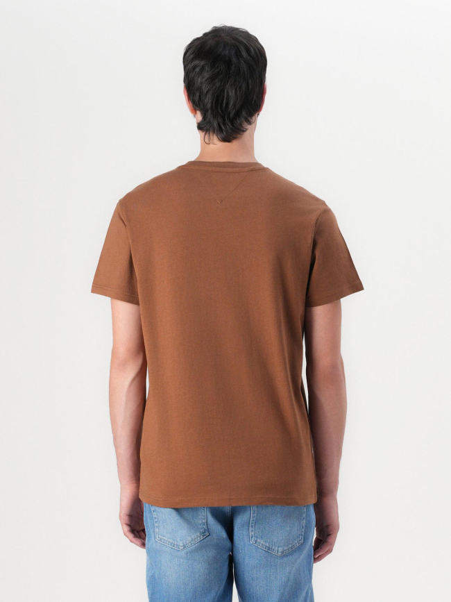 T-shirt ajusté à logo linéaire marron homme - Tommy Jeans