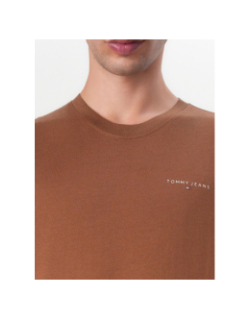 T-shirt ajusté à logo linéaire marron homme - Tommy Jeans