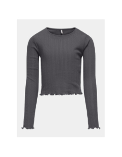 T-shirt à détails ondulés kogcarlotta gris fille - Only