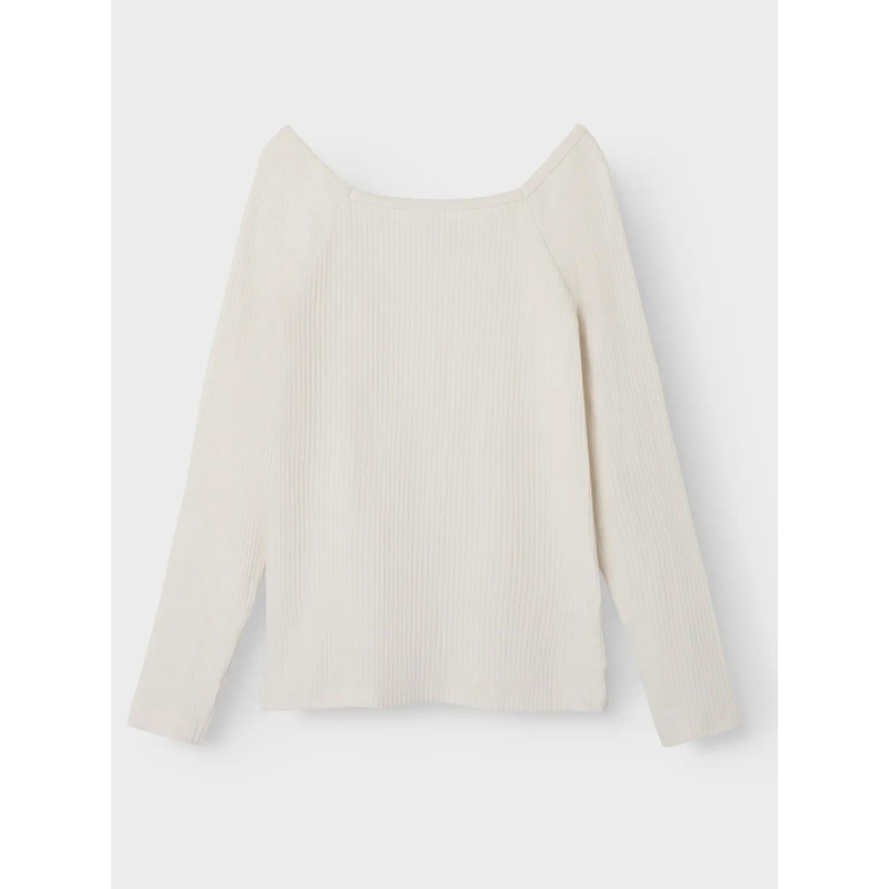 T-shirt slim côtelé à manches longues nkfotilia blanc fille - Name It
