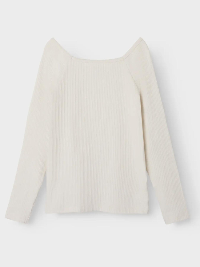 T-shirt slim côtelé à manches longues nkfotilia blanc fille - Name It