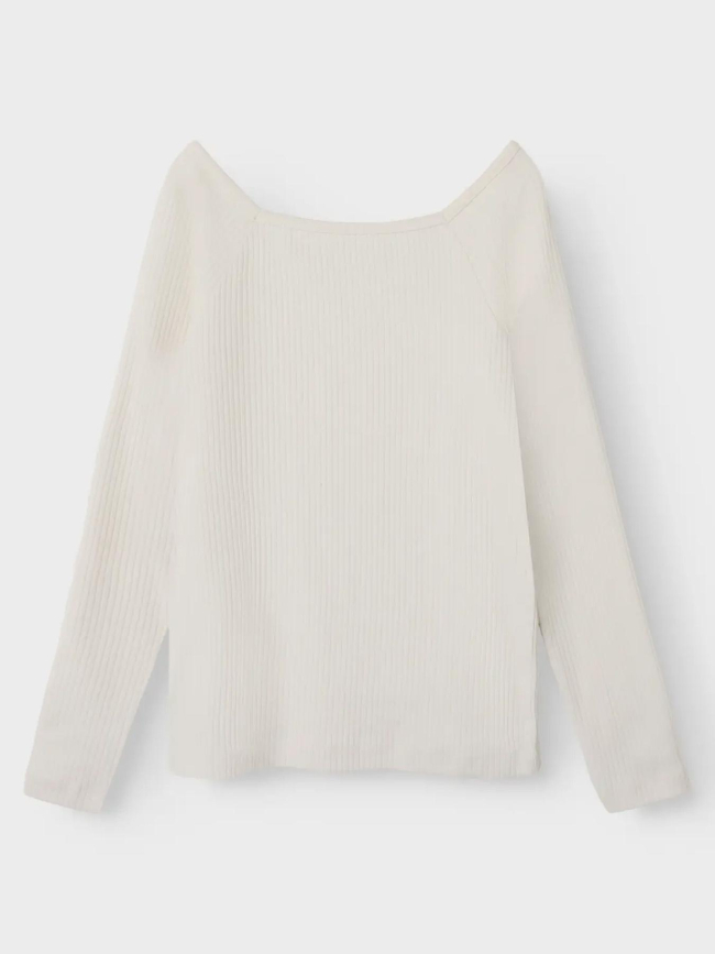 T-shirt slim côtelé à manches longues nkfotilia blanc fille - Name It