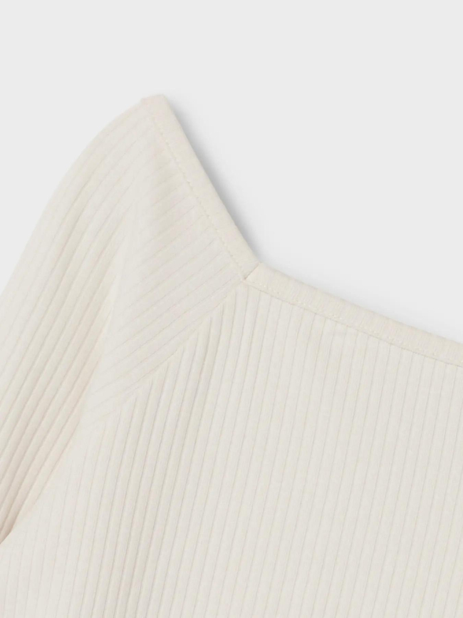 T-shirt slim côtelé à manches longues nkfotilia blanc fille - Name It