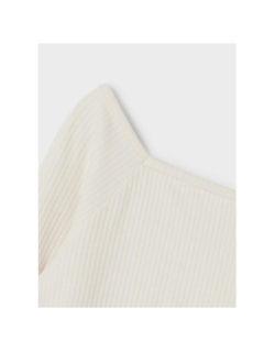 T-shirt slim côtelé à manches longues nkfotilia blanc fille - Name It