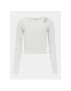 Top à manches longues côtelé kognessa blanc fille - Only
