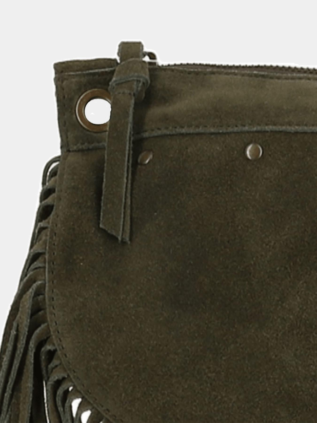 Sac bandoulière pc juliet fringes kaki femme - Pieces