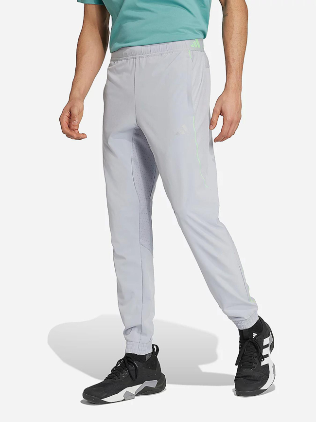 Pantalon jogging tech app gris et vert homme - Adidas