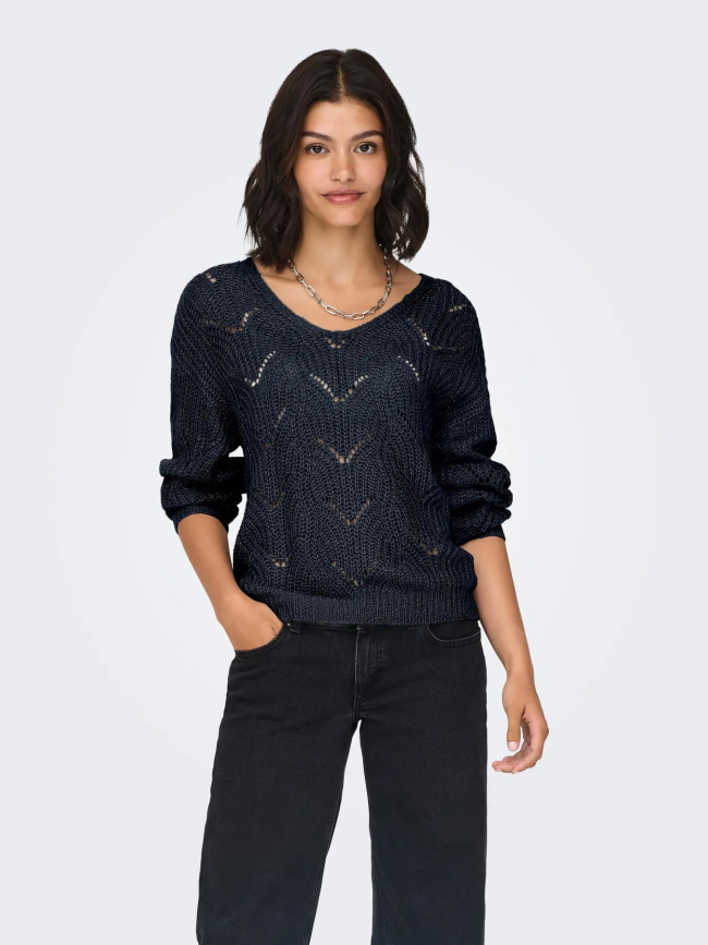 Pull en maille brillant jdybadut bleu marine femme - JDY