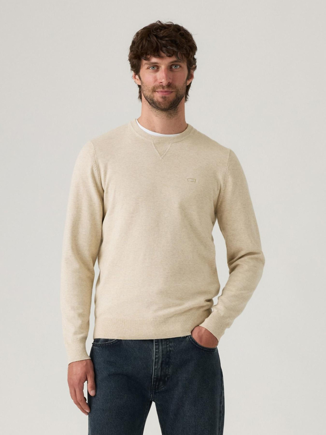 Pull fin uni logo beige homme - Levi's