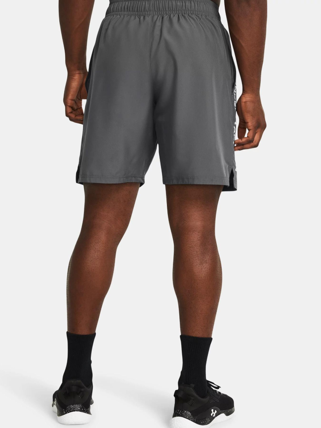 Short de sport ua tech woven wordmark gris homme - Under Armour