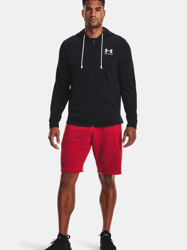 Sweat à capuche zippé rival terry noir homme - Under Armour