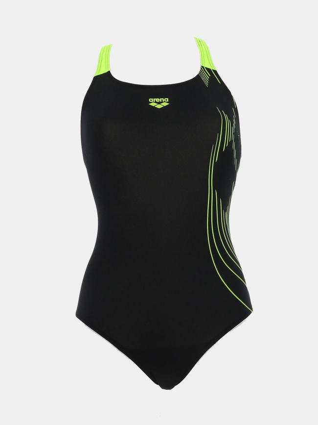 Maillot de bain de natation noir et vert fluo femme - Arena