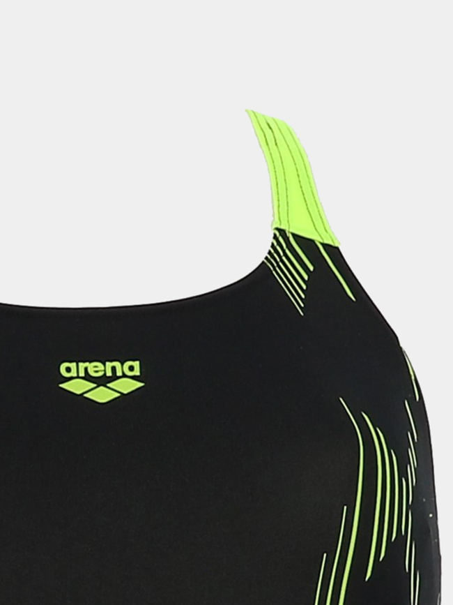 Maillot de bain de natation noir et vert fluo femme - Arena