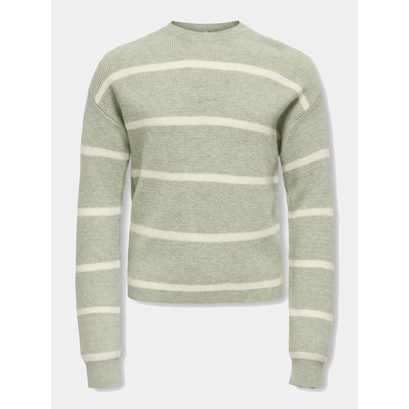 Pull rayé franca vert fille - Only