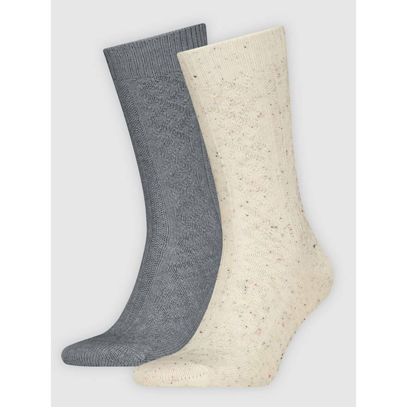 Pack de 2 paires de chaussettes à torsades gris et beige adulte - Levi's