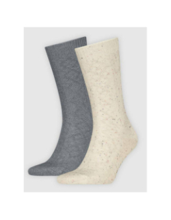Pack de 2 paires de chaussettes à torsades gris et beige adulte - Levi's