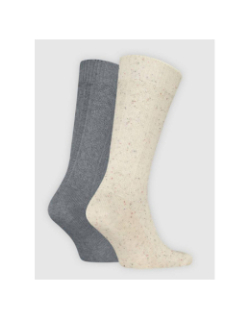 Pack de 2 paires de chaussettes à torsades gris et beige adulte - Levi's