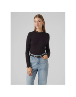 Top à manches longues et col dentelle vmrosa noir femme - Vero Moda