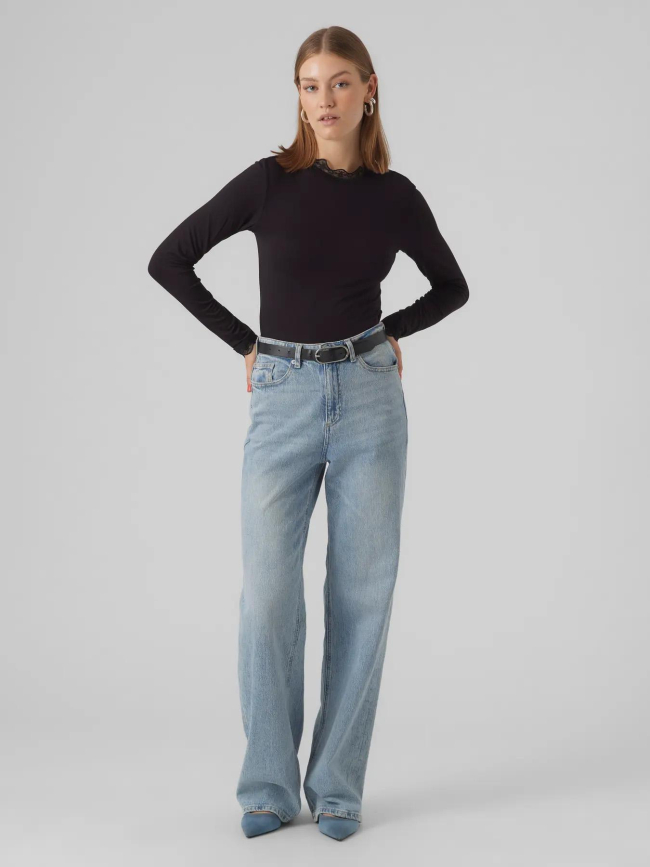 Top à manches longues et col dentelle vmrosa noir femme - Vero Moda
