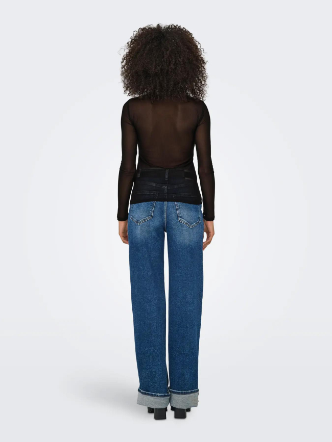 Top à manches longues et col en mesh onlerica noir femme - Only