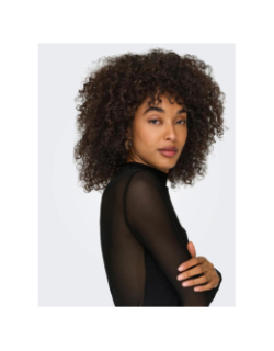 Top à manches longues et col en mesh onlerica noir femme - Only