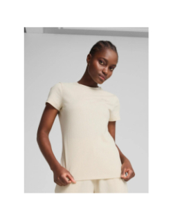 T-shirt à manches courtes côtelé ess elevated beige femme - Puma