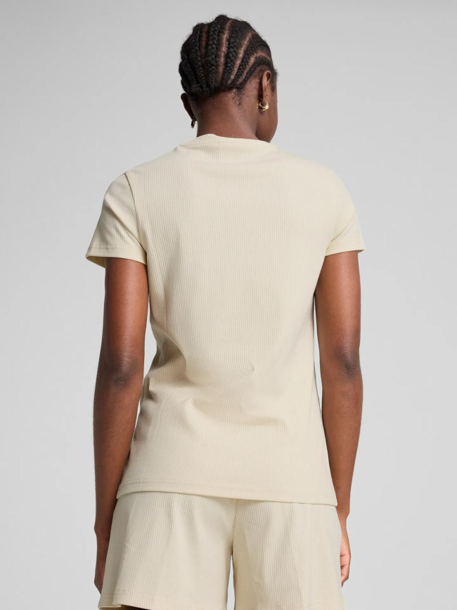 T-shirt à manches courtes côtelé ess elevated beige femme - Puma
