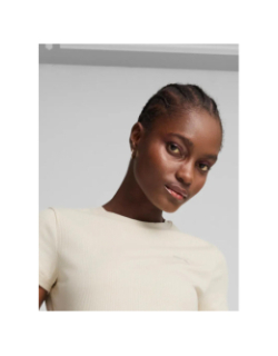 T-shirt à manches courtes côtelé ess elevated beige femme - Puma