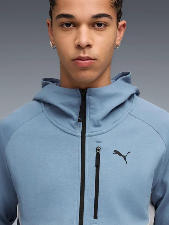 Sweat à capuche demi-zip pumatech bleu et gris homme - Puma