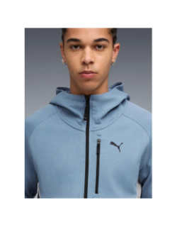 Sweat à capuche demi-zip pumatech bleu et gris homme - Puma