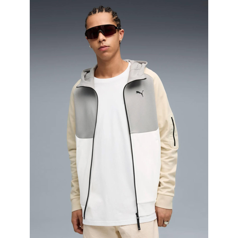Sweat à capuche pumatech gris et blanc homme - Puma
