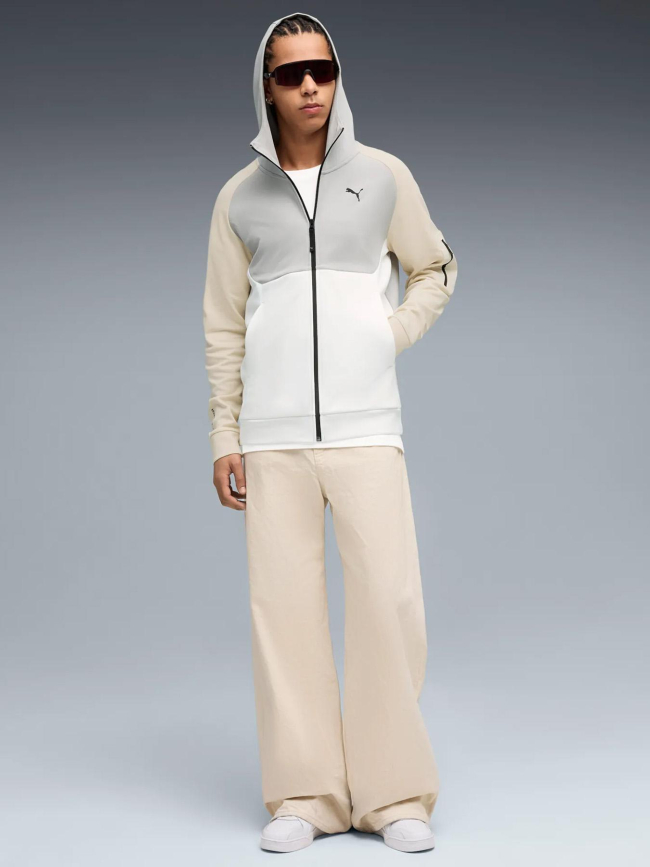 Sweat à capuche pumatech gris et blanc homme - Puma