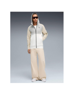 Sweat à capuche pumatech gris et blanc homme - Puma