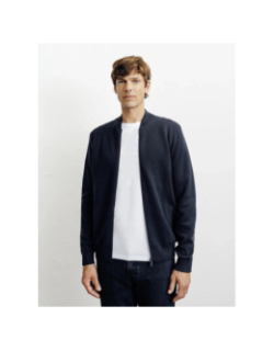 Cardigan zippé col teddy bleu marine homme - Izac