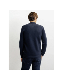 Cardigan zippé col teddy bleu marine homme - Izac