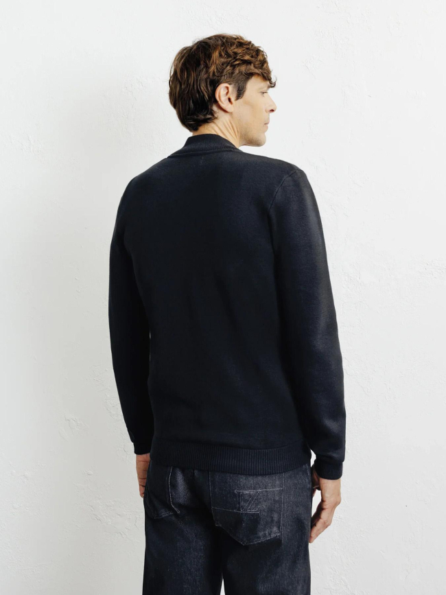 Cardigan zippé col teddy noir homme - Izac