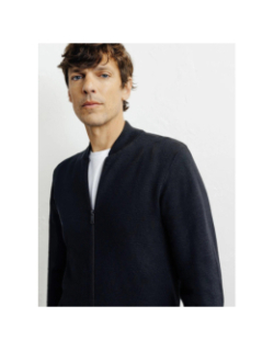 Cardigan zippé col teddy noir homme - Izac
