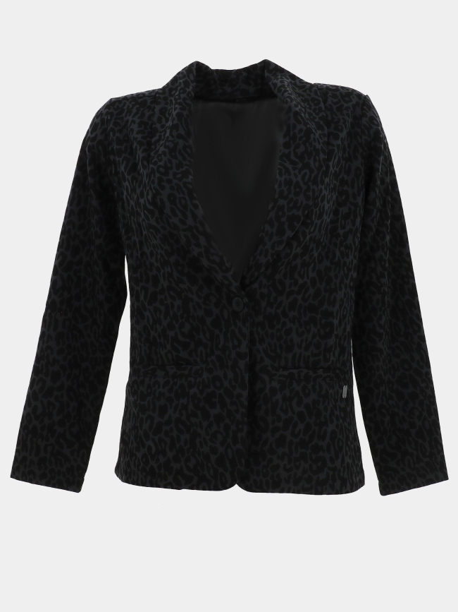 Veste blazer léopard yrelow noir femme - Sun Valley
