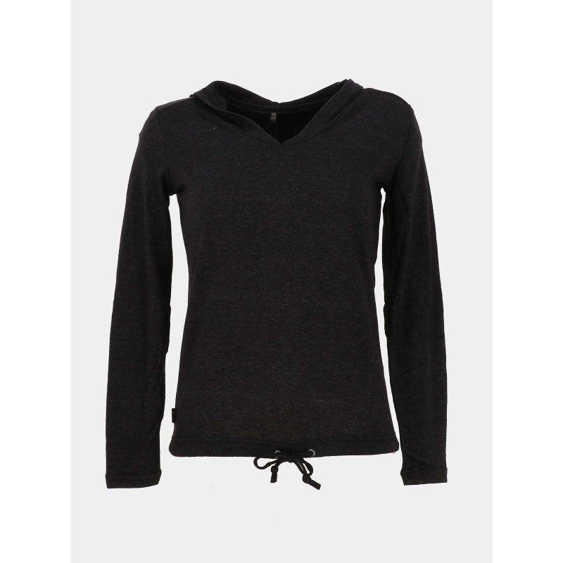 Pull en maille légère à capuche didos noir femme - Sun Valley