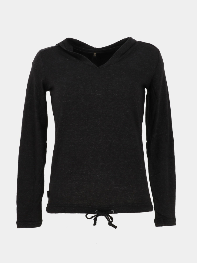 Pull en maille légère à capuche didos noir femme - Sun Valley