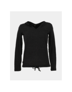 Pull en maille légère à capuche didos noir femme - Sun Valley
