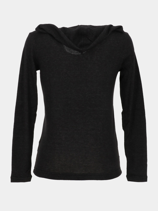 Pull en maille légère à capuche didos noir femme - Sun Valley